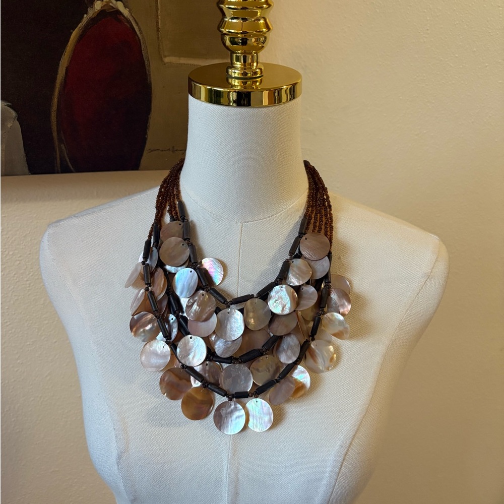 Multi-Strand Mother of Pearl Shell Necklace